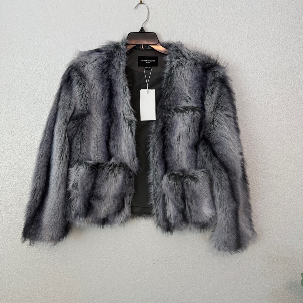 Urban Renewal Faux Fur Jacket in Gray